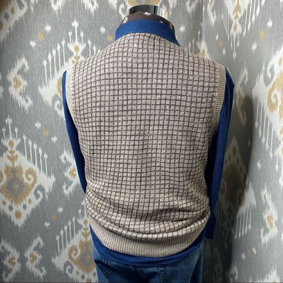 Polo Ralph Lauren Vintage Tan & Brown Check Plaid Linen Vest - Picture 11 of 16